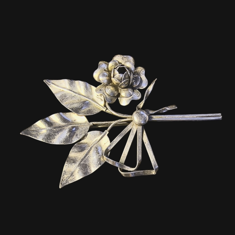 Vintage Lang Large Sterling Silver Floral "Corsage" Brooch or Pin